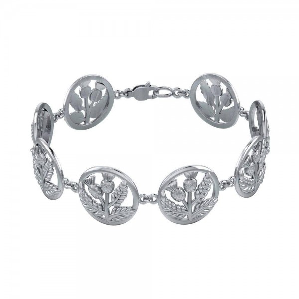 Scottish Thistle Silver Bracelet