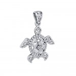 One meaningful step at a time ~ Sterling Silver Sea Turtle Filigree Pendant Jewelry