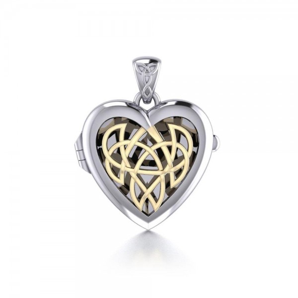 Celtic Heart Aroma Silver and God Locket Pendant