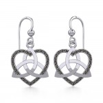 Trinity in Marcasite Heart Silver Earrings