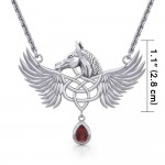 Celtic Pegasus Horse with Wing Silver Necklace