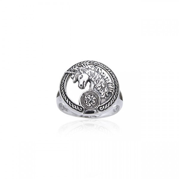 Open Celtic Unicorn Silver Ring