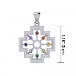 A symbol of the old cultures ~ Sterling Silver Inka Cross Pendant with Chakra Gemstone