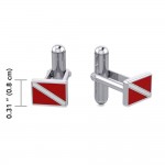 Dive further to your dreams ~ Sterling Silver Dive Flag Cuff links