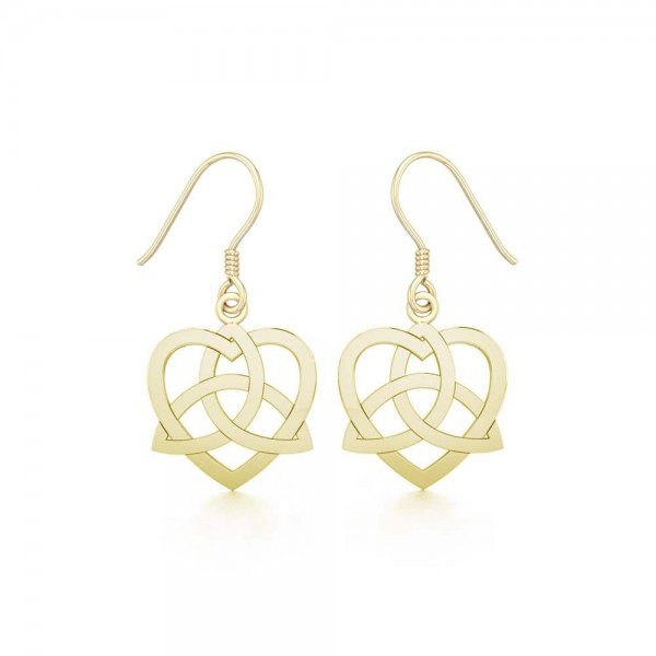 Cœur avec boucles d’oreilles en or massif Trinity Knot