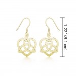 Heart with Trinity Knot Solid Gold Earrings