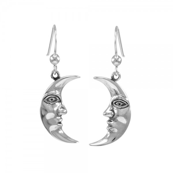 Moon face Silver Earrings
