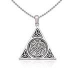 Celtic Triskele Silver Pyramid Pendant