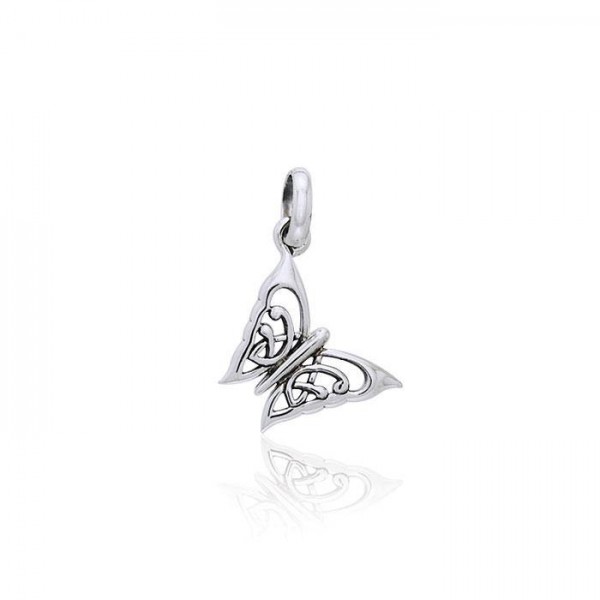 Small Celtic Butterfly Sterling Silver Pendant