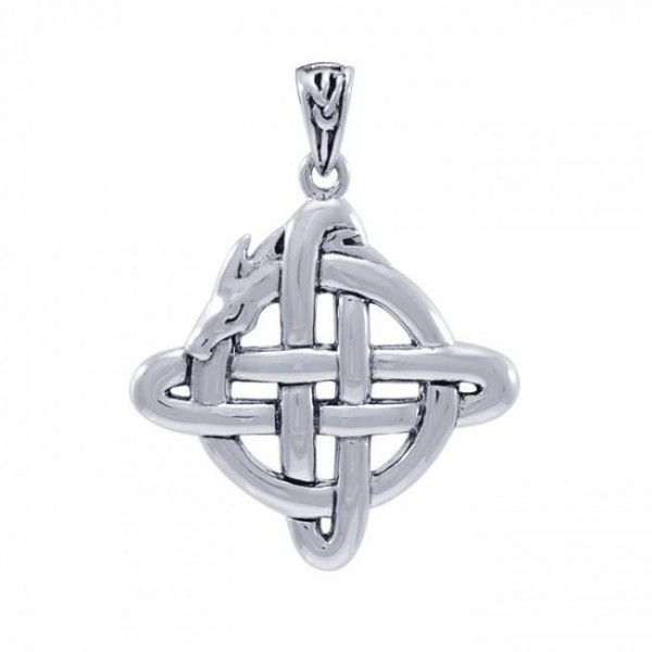 Cari Buziak Celtic Knotwork Dragon Sterling Silver Pendant Jewelry