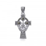 Croix celtique et pendentif irlandais en argent Claddagh avec Marcasite