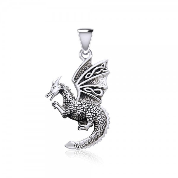 Dragon volant avec pendentif en argent Celtic Wing