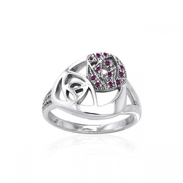 Abstract Elegance Silver Ring with Gemstone