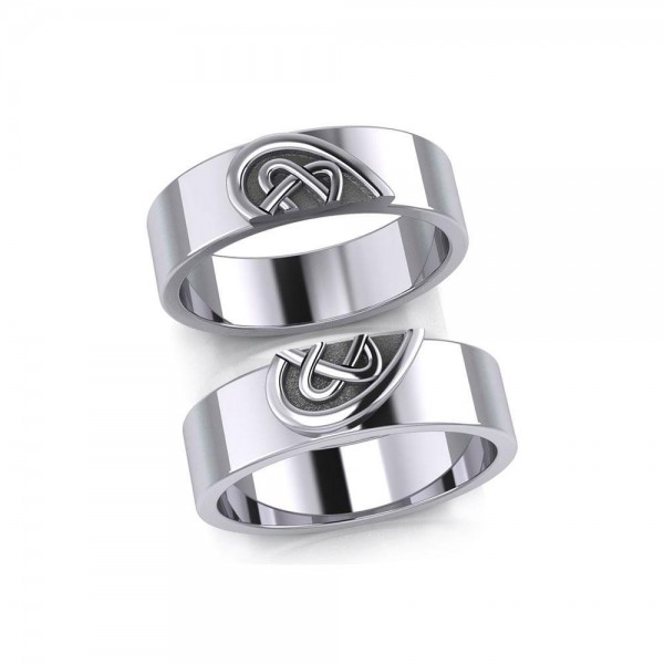 Celtic Heart Love Silver Commitment Band Bague