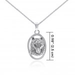 Silver Wolf Head Pendant and Chain Set by Ted Andrews