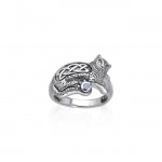 Drawn to the interesting Celtic Cat ~ Sterling Silver Jewelry Ring with Gemstone
