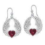 Boucles d’oreilles en argent Gemstone Heart et Angel Wings