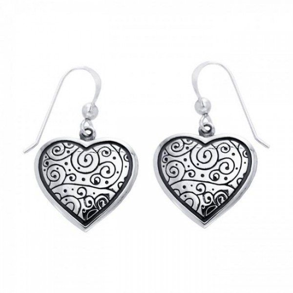 Cari Buziak Celtic Heart ~ Sterling Silver Spiral Hook Earrings