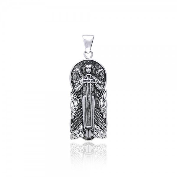 Celtic Angel Of Devotion Silver Pendant