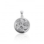 Celtic Triskele Round Silver Pendant