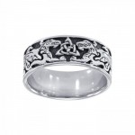 Celtic Dragons Trinity Knot Silver Ring