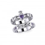 Celtic Claddagh Love Silver Commitment Band Bague