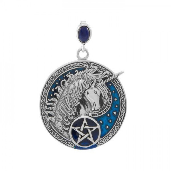Celtic Unicorn Pentagram Sterling Silver Pendant