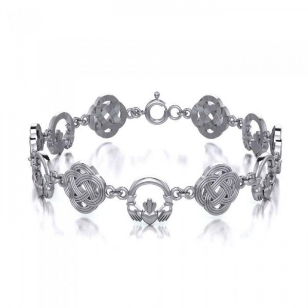 Écrit pour l’amour, l’amitié et la loyauté ~ Celtic Knotwork Claddagh Sterling Silver Bracelet Jewelry