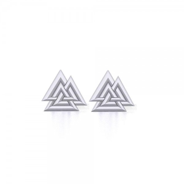 Sterling Silver Viking Valknut Post Earrings