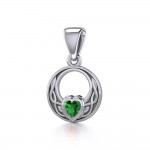 Celtic Knot Silver Pendant with Heart Gemstone
