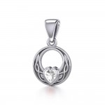 Celtic Knot Silver Pendant with Heart Gemstone