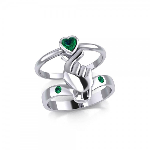 Mini Heart of Love Silver Commitment Band Ring