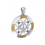 Peace Centralization Sterling Silver Pendant Jewelry with 14K Gold Vermeil and Gemstones