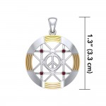 Peace Centralization Sterling Silver Pendant Jewelry with 14K Gold Vermeil and Gemstones