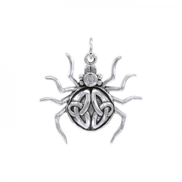 Spider with Triquetra Silver Charm