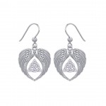 Feel the Tranquil in Angels Wings Silver Earrings with Triquetra