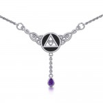 NA Recovery Celtic Heart Sterling Silver Collier Bijoux