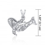 A gift of solitude ~ Sterling Silver Whale Filigree Pendant Jewelry