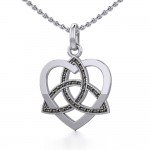 Marcasite Trinity in Heart Silver Pendant