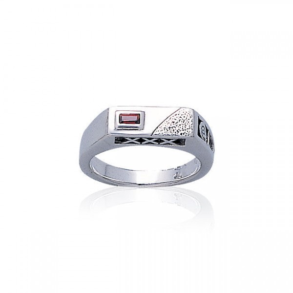 Modern Band Ring with Rectangle Gemstone