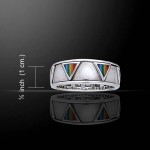 Rainbow Triangles Silver Spinner Ring