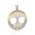 Behold the Magnificent Tree of Life ~ 14k Gold accent and Sterling Silver Jewelry Pendant