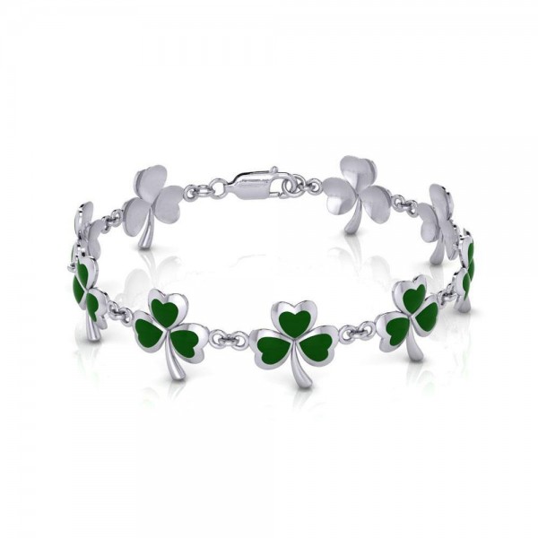 L’un des épitomes celtiques ~ Sterling Silver Jewelry Shamrock Link Bracelet