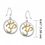 Om Gold Accent Silver Earrings
