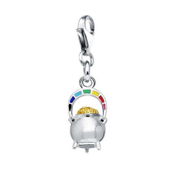A rainbow pot of gold ~ Sterling Silver Goddess Danu Clip Charm with 14k Gold accent
