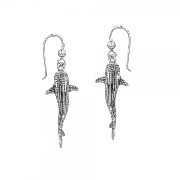 Small Whale Shark Silver Hook Earrings