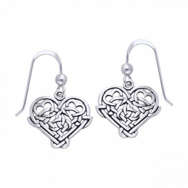 Cari Buziak Celtic Knotwork Silver Heart Earrings