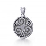 Celtic Triple Spiral Trinity/Triquetra Silver Pendant