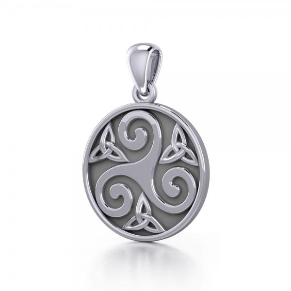 Celtic Triple Spiral Trinity/Triquetra Silver Pendant
