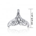 The graceful tale ~ Sterling Silver Whale Tail Filigree Pendant Jewelry
